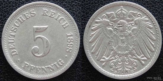 YS: Германия, Рейх, 5 пфеннигов 1898D, KM# 11
