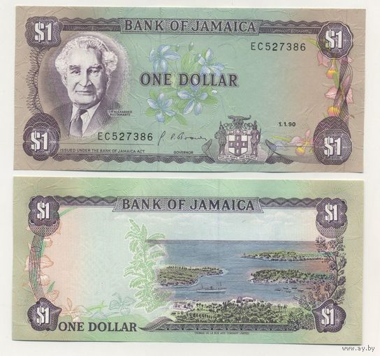Ямайка 1 доллар образца 1990 года UNC p68Ad