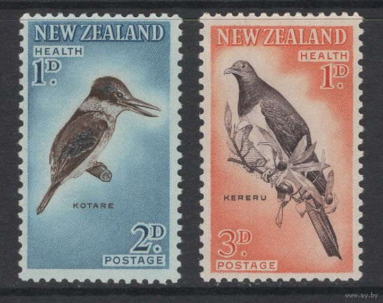 Новая Зеландия (New Zealand) 1960** Фауна Птицы Зимородок Голубь (Mi#413-414)