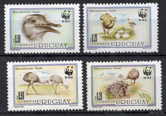 Уругвай 1993. Фауна WWF. Птицы страусы 4 марки (2021)