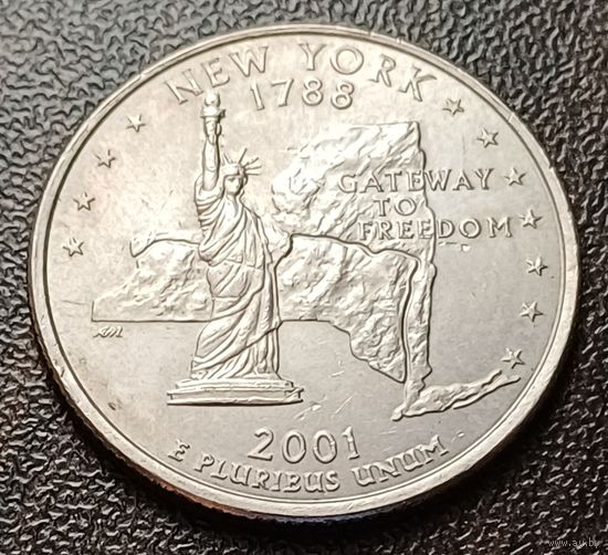 США 1/4 доллара, 2001 Квотер штата Нью-Йорк    D    ( 1-4-5 )