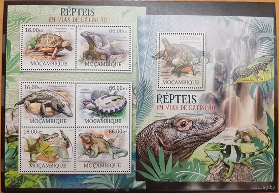 Мозамбик. 2012 год. Фауна. Рептилии (блок и малый лист) (1124)