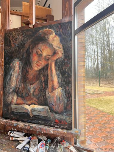 "Читающая девушка"  масло, холст Любовь Сас