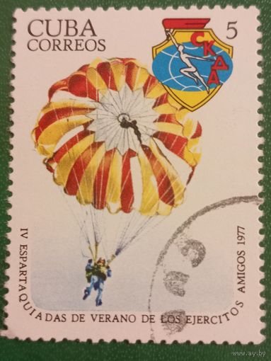 Куба 1977. Спорт. Парашютный спорт. Марка из серии
