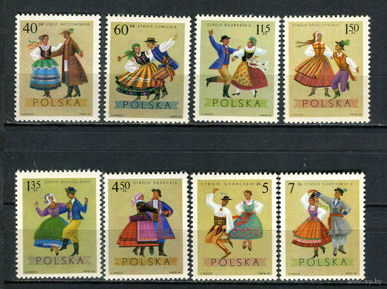 Польша - 1969 - Народные костюмы - [Mi. 1951-1958] - полная серия - 8 марок. MNH.  (Лот 84HA)-T4P47