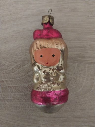 Ёлочная игрушка СССР "Девочка с бантом".С РУБЛЯ.