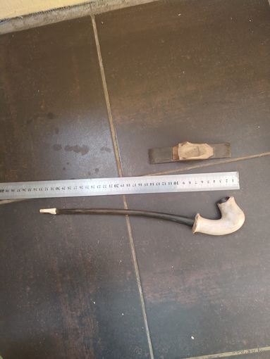 Старинная трубка 18в. Галандский тип рабочая. Коп.+ реставрация. Марёный дуб.