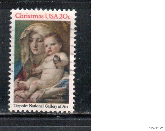 США-1982, (Мих.1606) , гаш.,Рождество, Живопись  (одиночка)