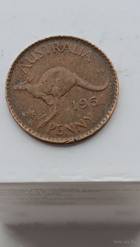 Австралийский фунт, пенни 1951 года - Георг VI (Король Великобритании и Северной Ирландии). Монета не чищена. 820