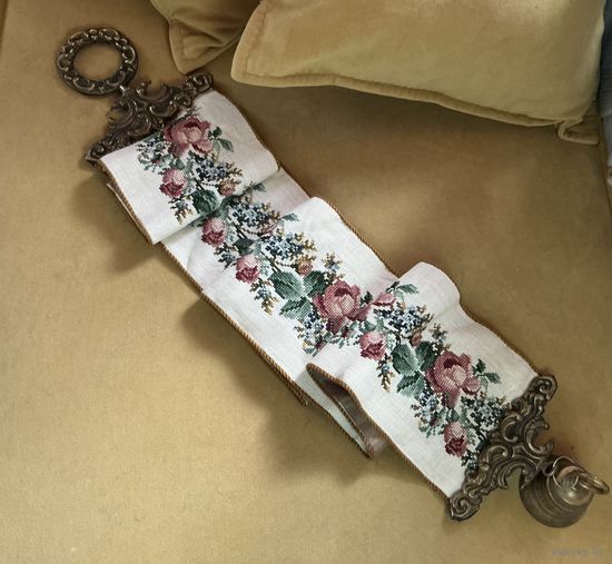 Вызывной колокольчик Сонетка Розы вышивка бронза Германия винтаж