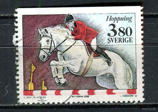Швеция - 1990 - Всемирные конные игры 3,80Kr - [Mi.1603] - 1 марка. Гашеная.  (Лот 64HM)-T2P13