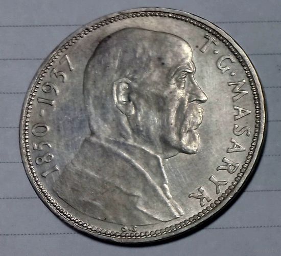 Серебро 20 крон 1937г.Смерть президента Масарика. Чехословакия