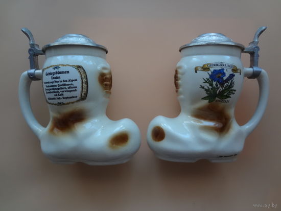 Пивные кружка Горные цветы- горечавка.