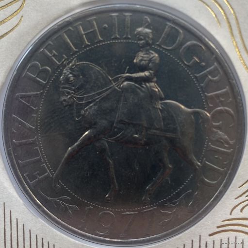 Великобритания 25 пенсов 1977 г. Cеребряный юбилей царствования Елизаветы II. В конверте