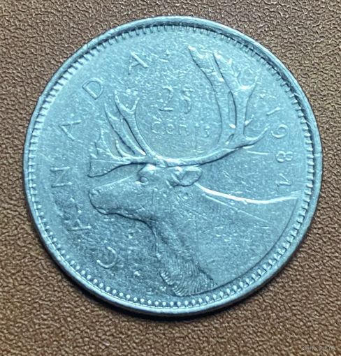 Монета 25 центов 1984 год Канада