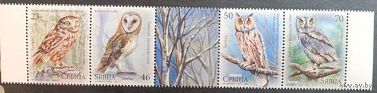 Сербия 2017. Совы. Сцепка 4 марки