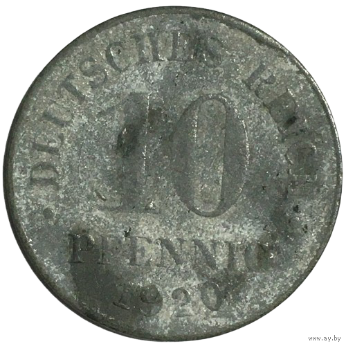 Германия 10 пфеннигов, 1920 (цинк)