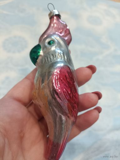 Ёлочная игрушка, стекло, попугай