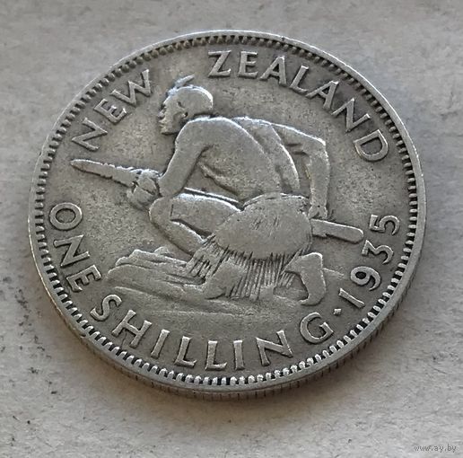 Новая Зеландия 1 шиллинг 1935 Георг V - серебро 0,500