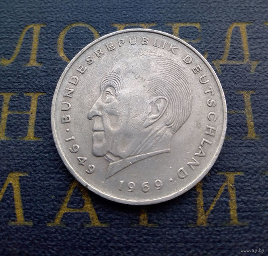 2 марки 1969 (G) Конрад Аденауэр Германия ФРГ #01