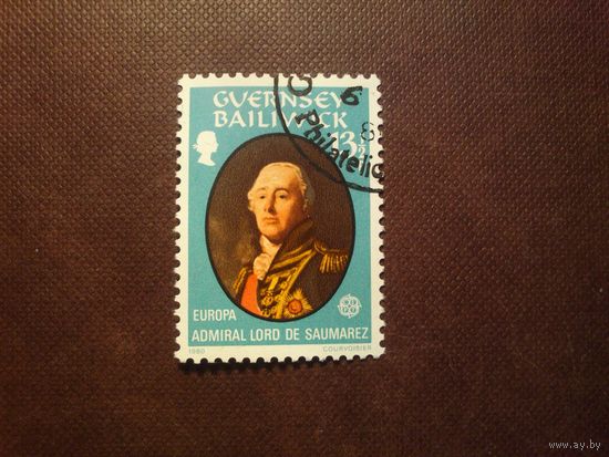 Великобритания 1980 г.Остров Гернси. Европа (C.E.P.T.) 1980 - Известные люди. Адмирал Джеймс Сомарез (1757–1836) ./33а/