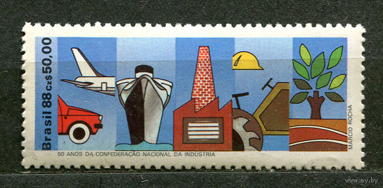 Автомобиль, самолет, корабль. Индустрия. Бразилия. 1988. Полная серия 1 марка