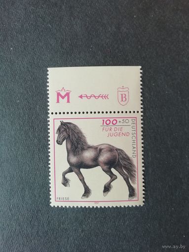 Германия. 1997 Марка "Фонд поддержки молодежи. Лошадь" (чистая**) Mi.1922 каталог 2.00 евро