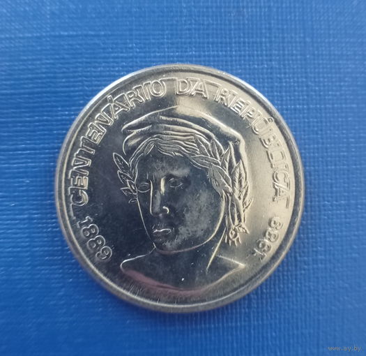 Бразилия 1 новый крузадо 1989 год 100 лет республике 1889-1989 огромный размер