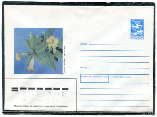 СССР 1988. ХМК. Конверт. Цветы. Алламанда слабительная