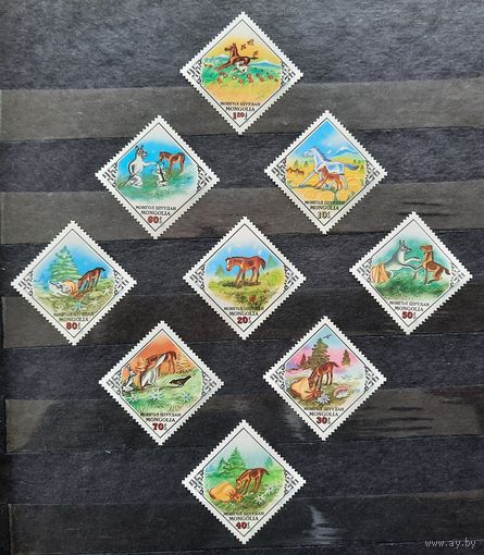 Монголия 1983г. Серия из 9 марок. Сказка "Унага"( Жеребенок и заяц). **