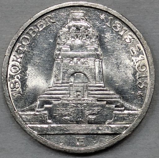 3 марки 1913 битва народов Саксония яркий штемпельный блеск