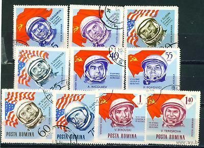 Румыния 1963 космос космонавты Гагарин Титов Терешкова Полеты в космос СССР и США Космонавты (астронавты) | Флаги ЗУБ