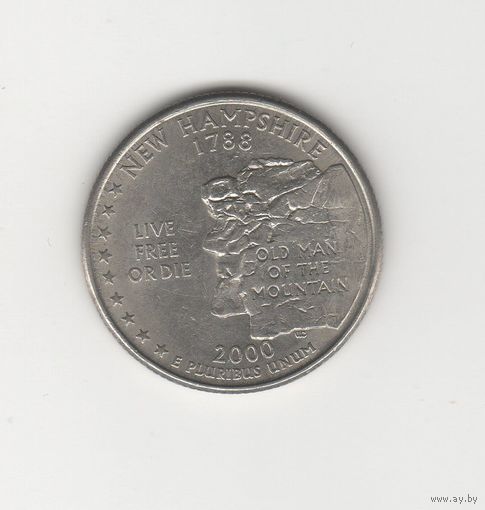 Квотер (25 центов США) "Штат Нью-Гэмпшир" 2000 Р Лот 8299