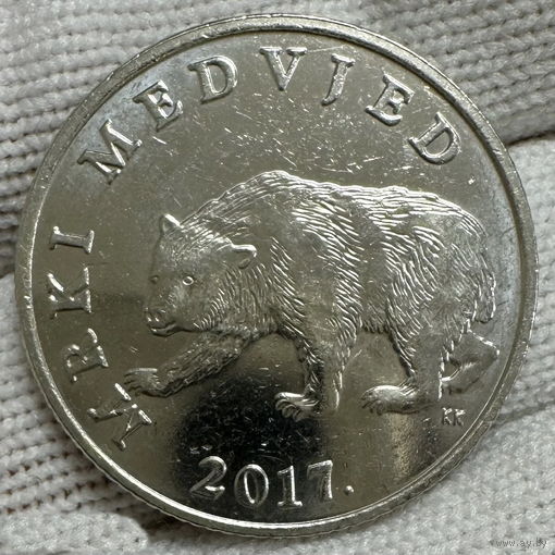 Хорватия 5 куна 2017 год медведь надпись на хорватском языке