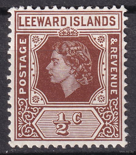 173.BrKCI. Великобритания. Колонии. Подветренные острова. Стандарт. Елизавета II. 1954 г. 1/2C. Mi.#117.