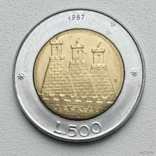 Сан-Марино 500 лир, 1987_15 лет возобновлению чеканке монет