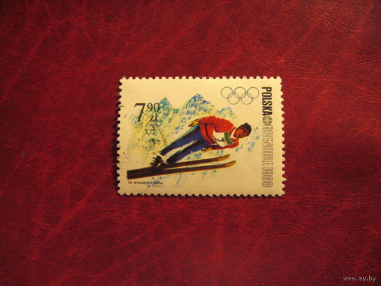 Марка Зимние Олимпийские Игры - Гренобль, Франция (прыжки с трамплина)  1968 года Польша