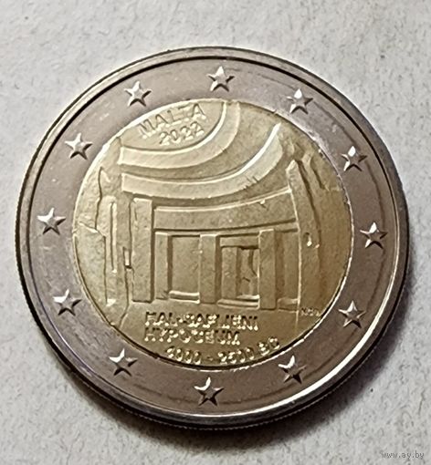 Мальта 2 евро 2022  Храм Хал-Сафлиени UNC из ролла