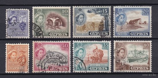 184.BrK. Великобритания. Колонии. Кипр. Елизавета II. Местные мотивы. 1955 г. Сборный лот.