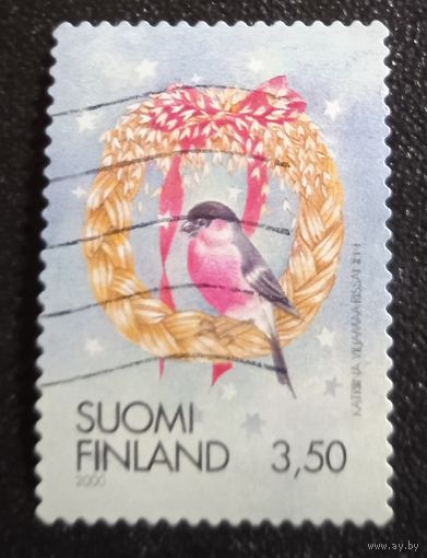 Лот 282 Финляндия. Рождество. Красношапочный снегирь на венкt тип I Fi 1545A