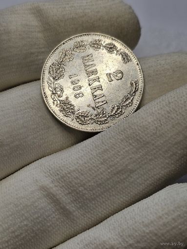 2 марки для Финляндии. 1908 Николай Второй UNC шб. Редкая