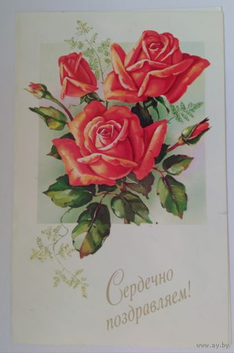 Открытка ..сердечно поздравляем!.. 1991г. Двойная.подписана