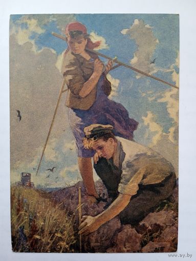 1955. соцреализм. Малаев. Поднятая целина