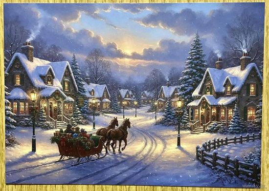 Открытка новогодняя чистая 10х15 см.