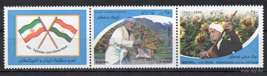 Иран 2008. Музыкальные инструменты.Совместный выпуск с Таджикистаном 2 марки+купон (3117)