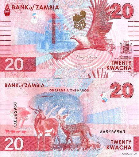 Замбия 20 квача образца 2024 года UNC pw63
