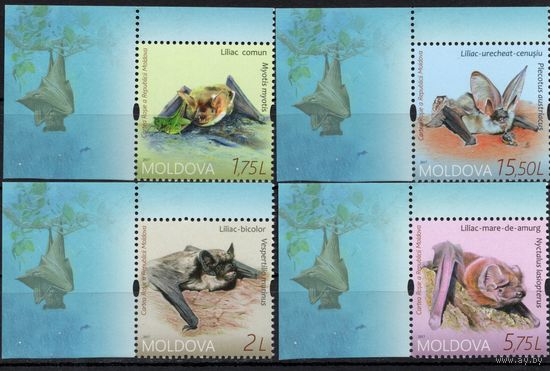 Молдова 2017. Фауна. Летучие мыши. 4 марки с угловым полем(629)