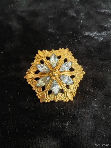 Брошь цветок СССР позолота