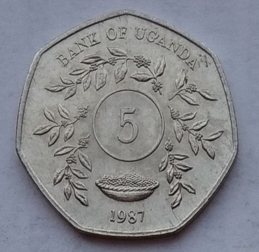 Уганда 5 шиллингов 1987 г.