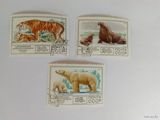 Марки   Фауна Почта СССР   1977г  3шт